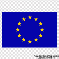 Happy Europe day background. Bright background with flag of European Union. Bright illustration with flag. Vector with transparent background.