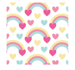 Rainbow with Hearts Background	