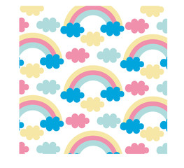 Rainbow with Clouds Background	