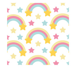 Rainbow with Stars Background	