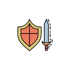 shield, fight, blade, swords, weapons icon. Element of history color icon for mobile concept and web apps. Color shield, fight, blade, swords, weapons icon can be used for we