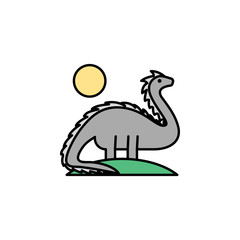 dinosaur, extinct, wild life, animal, sun icon. Element of history color icon for mobile concept and web apps. Color dinosaur, extinct, wild life, animal, sun icon