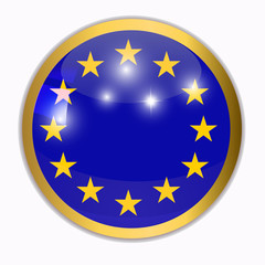 Happy Europe day background. Bright background with flag of Union European. Bright button with flag.