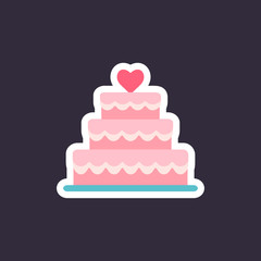 Stacked wedding cake dessert with heart.