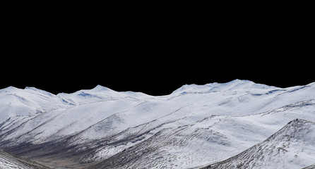 szczyt górski ze śniegiem na białym na czarnym tle - 245837420