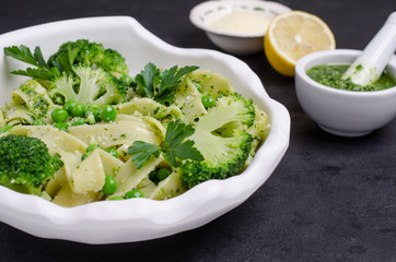 Traditional Italian pasta with green vegetables
