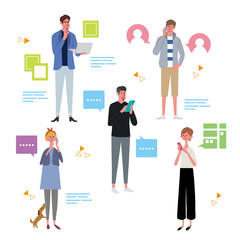  スマホ　スマートフォン　携帯電話　コミュニケーション　イラスト