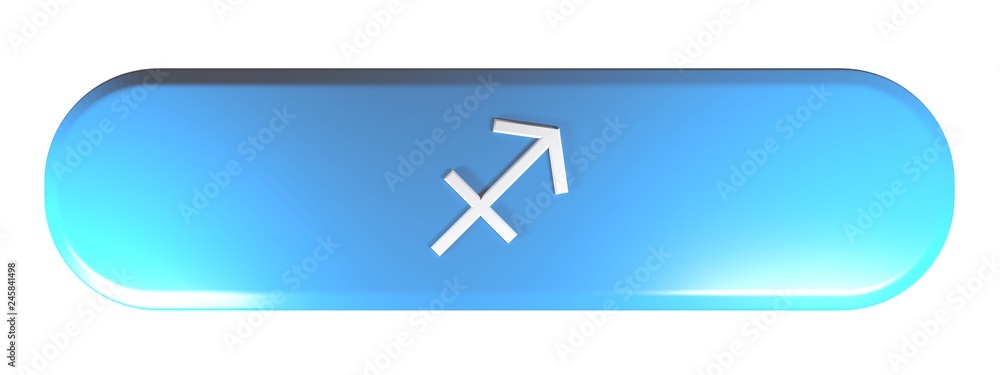 Poster zodiac sagittarius icon blue rounded rectangle push button - 3d rendering illustration