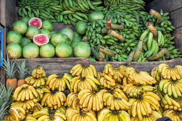 Market, selling bananas of green bananas - 