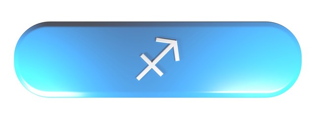 ZODIAC SAGITTARIUS ICON blue rounded rectangle push button  - 3D rendering illustration