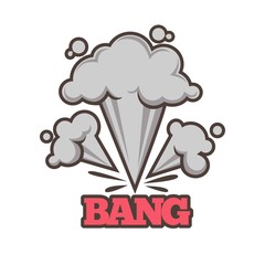 Big boom with powerful sparkle and dust clouds isolated vector illustration on white background.