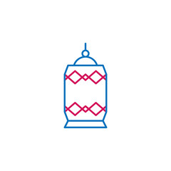Islam, arabian lantern 2 colored line icon. Simple blue and red element illustration. Islam, arabian lantern concept outline symbol design from Islam set