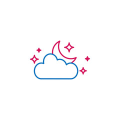 Islam, crescent moon stars and cloud 2 colored line icon. Simple blue and red element illustration. Crescent moon stars and cloud concept outline symbol design from Islam set