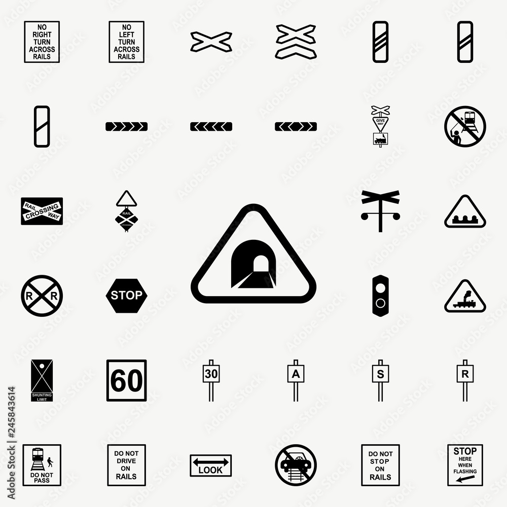 Poster tunel sign icon. railway warnings icons universal set for web and mobile