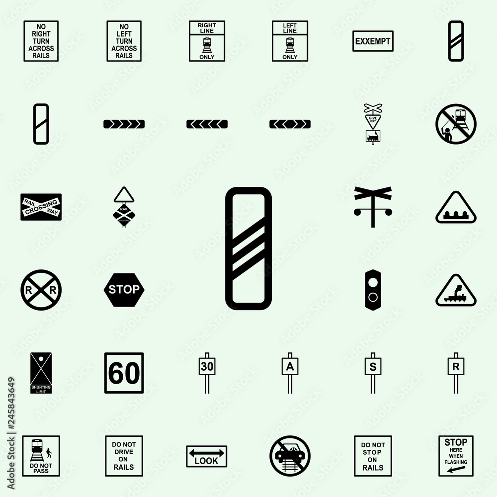 Poster approaching railway crossing sign icon. railway warnings icons universal set for web and mobile