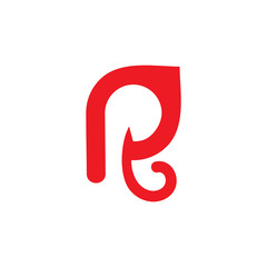 Fototapeta na wymiar letter r curves red flame design logo