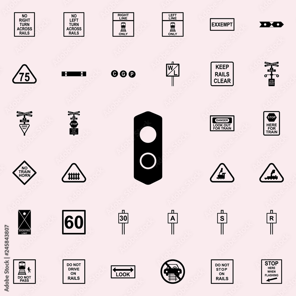 Poster traffic light icon. railway warnings icons universal set for web and mobile