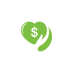 money dollar love hand care finance logo vector