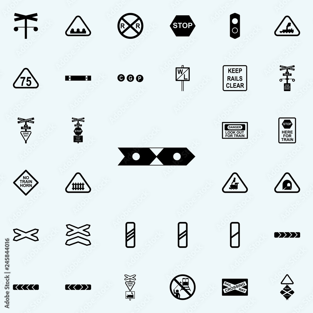 Poster traffic caution indicator icon. railway warnings icons universal set for web and mobile