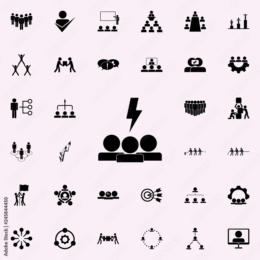 Poster complexities and strikes by the team icon. teamwork icons universal set for web and mobile