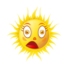 Sun smile or summer cartoon emoticon and emoji sunny face expression.