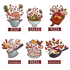 Meals or dishes food meat fruit and vegetables