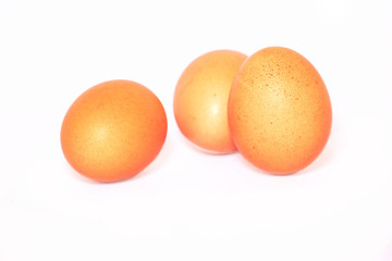 Chicken egg on a white background, Easter.