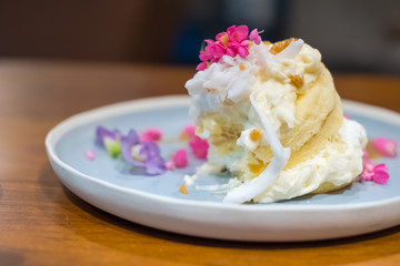 Slice of delicious coconut cake