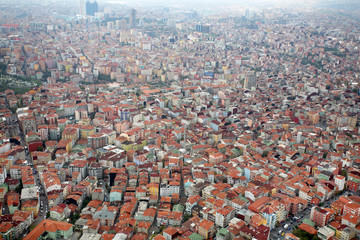 Obraz premium City buildings roofs from air in Istanbul, Turkey.