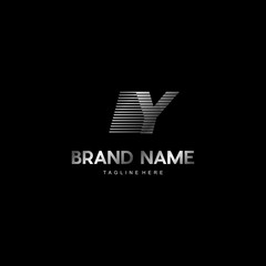 Fototapeta premium Letter Y Stripe Speed Faster Abstract Silver Metallic Creative Business Logo