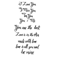 Romantic lettering set. Calligraphy postcard