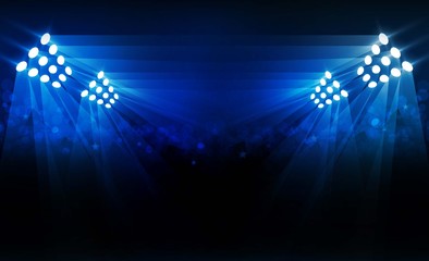Naklejka premium Bright stadium arena lights red blue vector design. Vector illumination