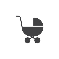 Baby pram vector icon. filled flat sign for mobile concept and web design. Stroller simple solid icon. Baby cradle symbol, logo illustration. Pixel perfect vector graphics