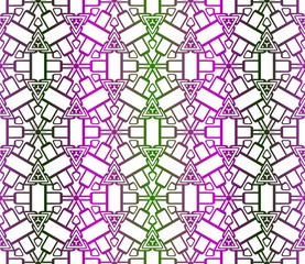 Decorative Geometric Ornament. Vector illustration. Template for backgrpund, print. Green, purple color