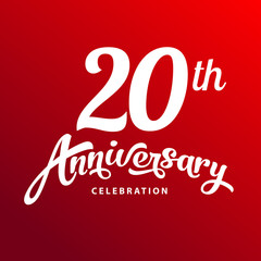 20th anniversary cool flat design elements for greeting card or invitation on birthday, wedding or business event