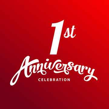 1st anniversary cool flat design elements for greeting card or invitation on birthday, wedding or business event
