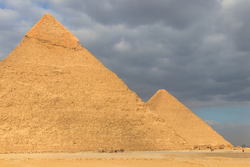 Giza pyramid complex on the Giza Plateau, on the outskirts of Cairo, Egypt