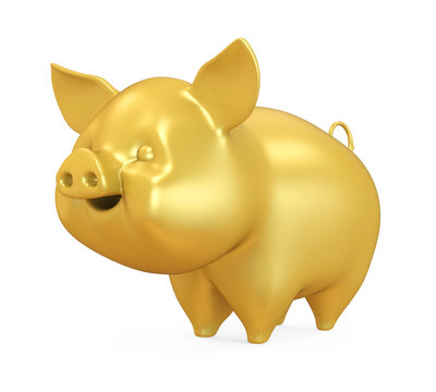 Golden Pig Isolated