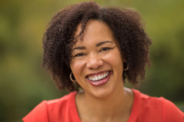 Confident Happy African American Woman Smiling Outside