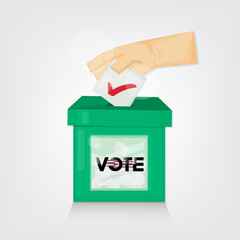 Thai General Election 2018, Hand puts voting ballot in ballot box. Vector illustration