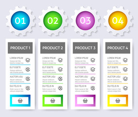 Colorful modern vector product pricing comparison design template