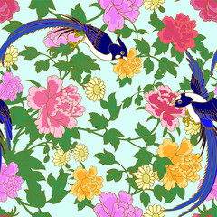 In Chinese art, the paradise flycatchers represent longevity. This is a good blessing in which it wishes you being longevous.