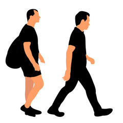 vector, isolated, silhouette people friends go, men