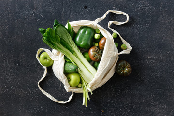Fresh Organic Food Vegetables Fruit Fabric Eco Bag Vegetarian Vegan