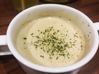 Mushroom soup with vegetable  on top