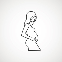 Plakat mother line icon. vector icon of a pregnant woman - Vector
