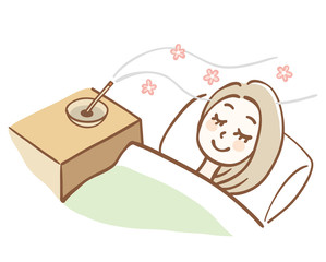 就寝時　お香　女性