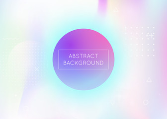 Fluid shapes background with liquid dynamic elements. Holographic bauhaus gradient with memphis.