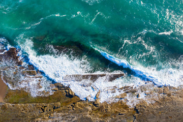 Aerial view of coastline - Dudley Beach - Newcastle Australia. Rocky coastline on one of Newcastle...
