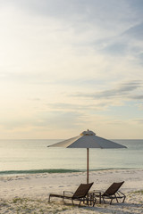 beach chairs on the beach,relaxation time